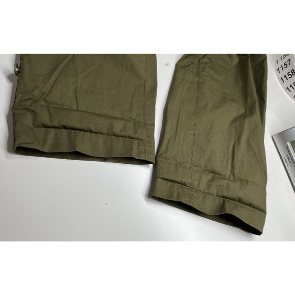 Talbots Pants 10 Medium Crop Ankle Cuffed Olive Green Chino Straight Hike Retro - Picture 9 of 14